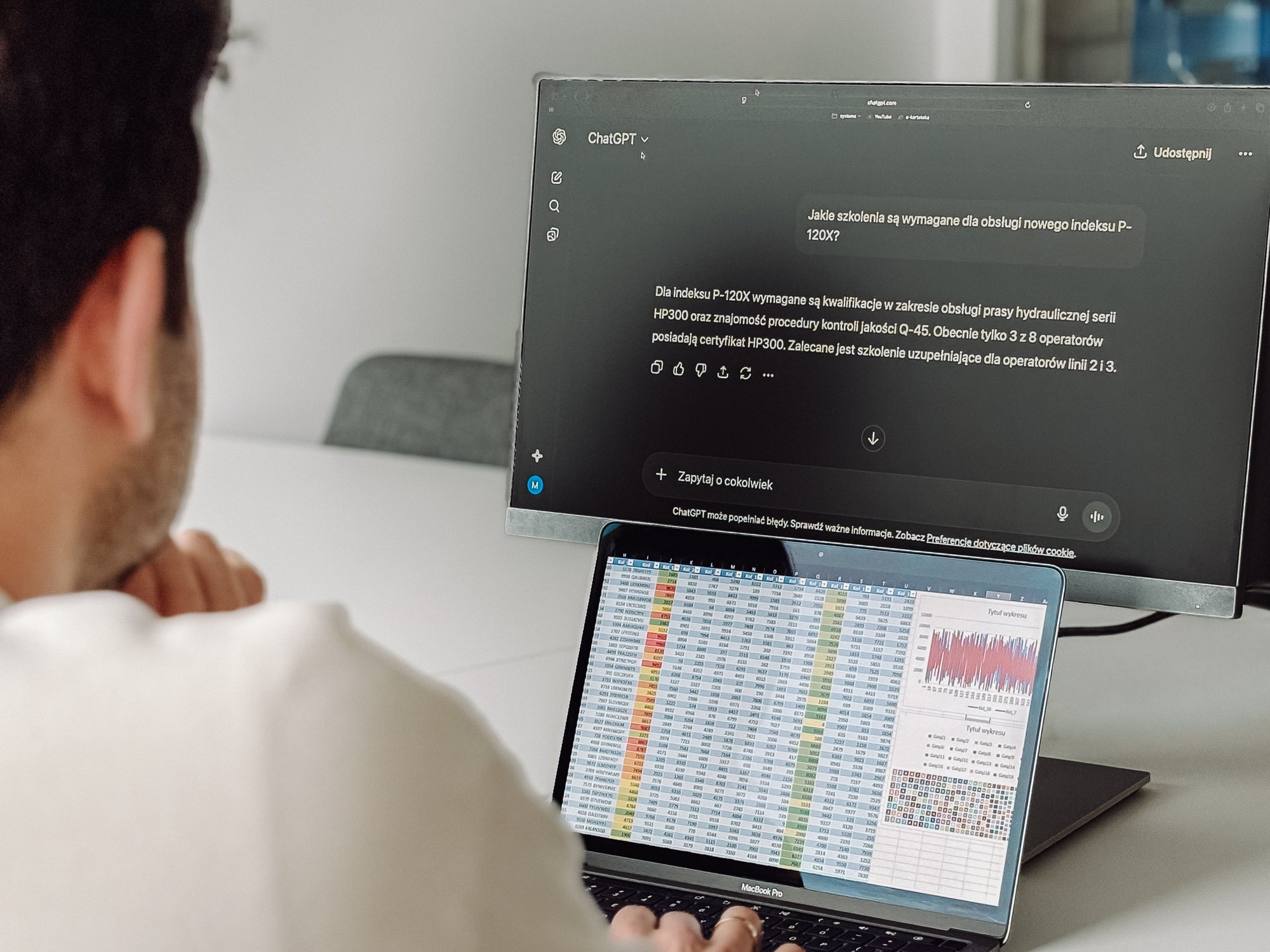 An employee asking an AI assistant a question about production data, based on internal documentation